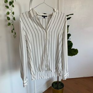 dynamite black & white striped button up collared
